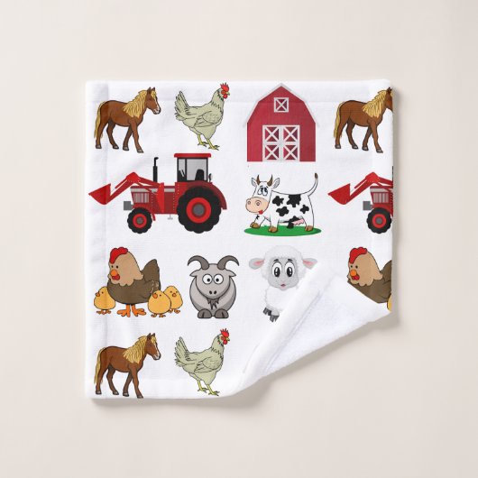 Schattigee en Moderne Boerderijdieren Patroon Dier Bad Handdoek (Wasdoekje)