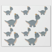 Schattigee en moderne Boho Dinosaur Party Cadeaupapier (Vlak)