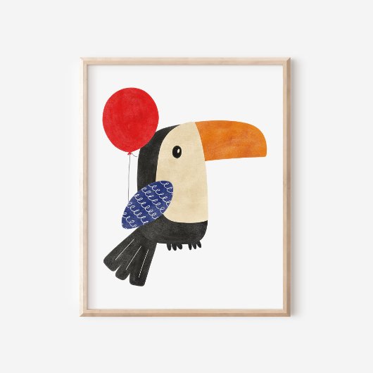 Schattigee en moderne handgetekende Toucan Nursery Poster