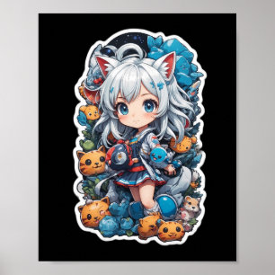 Schattigee en mooie anime stijl poster
