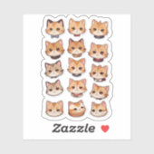 Schattigee en mooie kattenkop gezichten sticker (Vel)