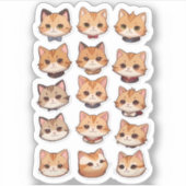 Schattigee en mooie kattenkop gezichten sticker (Voorkant)