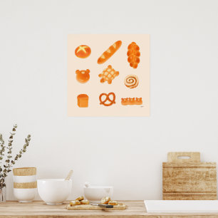 Schattigee en pluizige broodjes en dierlijke bakke poster