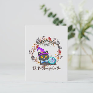 Schattigee en Punny Witch Cat Briefkaart