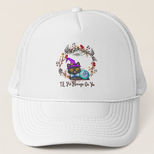 Schattigee en Punny Witch Cat Trucker Pet (Voorkant)