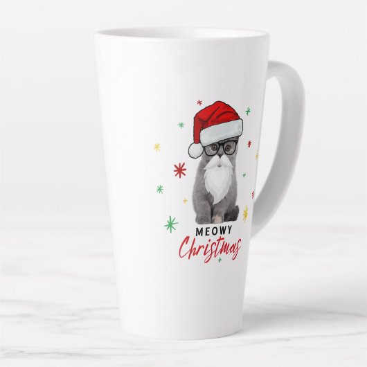 Schattigee en Schattige Santa Kitten Meowy Christm Latte Mok (Rechterhoek)