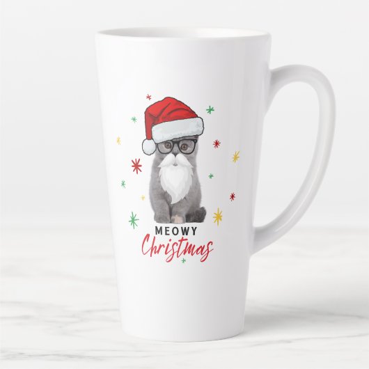 Schattigee en Schattige Santa Kitten Meowy Christm Latte Mok (Rechts)