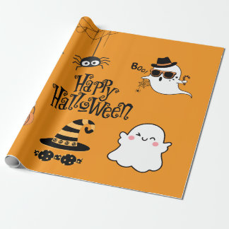 Schattigee en spookachtige Halloween Cadeaupapier
