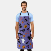 Schattigee en Spooky Halloween Icon Paarse Schort (Gedragen)