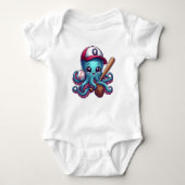 Schattigee en Sport octopus Baseball Player Romper (Voorkant)