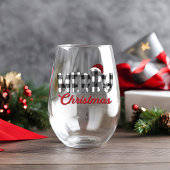 Schattigee en trendy Buffalo Plaid Vrolijk Kerstfe Wijnglas Zonder Voet