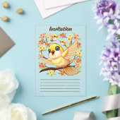 Schattigee en vrolijke vogels tussen de voorjaarsb acryl uitnodigingen (Insitu (Huwelijk))