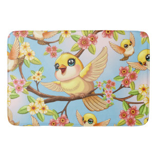 Schattigee en vrolijke vogels tussen de voorjaarsb badmat