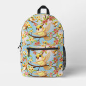 Schattigee en vrolijke vogels tussen de voorjaarsb bedrukte rugzak (Voorkant)