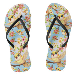 Schattigee en vrolijke vogels tussen de voorjaarsb teenslippers