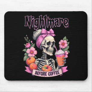 Schattigee enge nacht voor koffie Halloween Flower Muismat