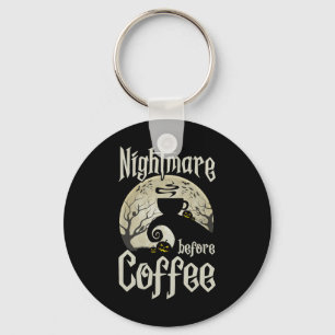 Schattigee enge nacht voor koffie Halloween Fun Mo Sleutelhanger
