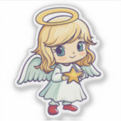 Schattigee engel die een ster vasthoudt sticker (Voorkant)