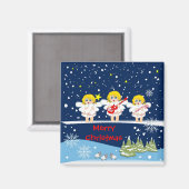 Schattigee engelen vrolijke kerstmagneet magneet (Voorkant / Achterkant)