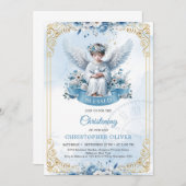 Schattigee engelenblauwe bloemen gouden lijsten jo kaart (Voorkant / Achterkant)