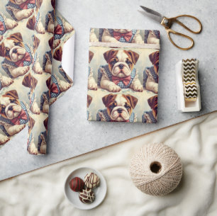 Schattigee Engelse Bulldog Art Cadeaupapier
