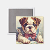 Schattigee  Engelse Bulldog Art Magneet (Voorkant / Achterkant)