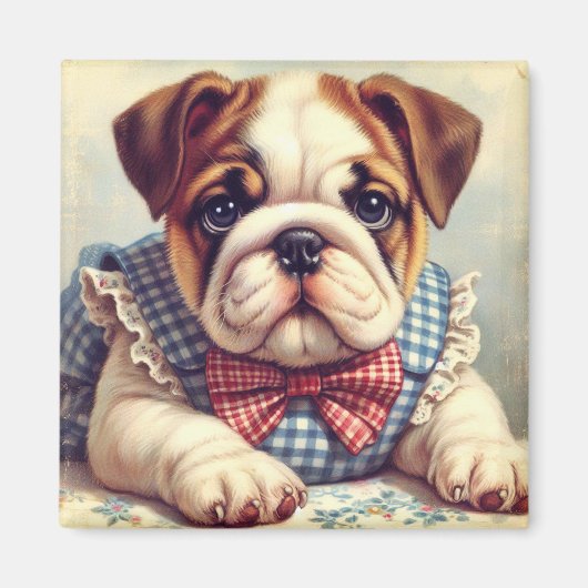 Schattigee  Engelse Bulldog Art Magneet (Voorkant)