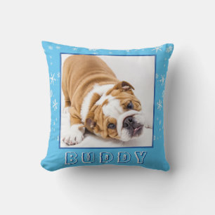 Schattigee Engelse Bulldog Snowflake Kersthond Fot Kussen