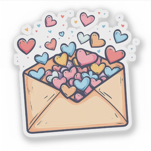 Schattigee envelop vol Valentijnsdag Sticker (Voorkant)