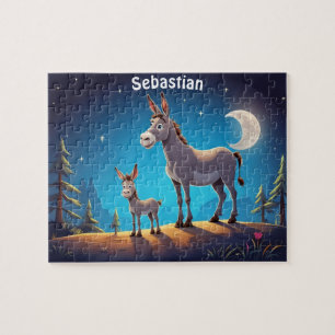 Schattigee Ezels bij de Nacht Gepersonaliseerd Legpuzzel
