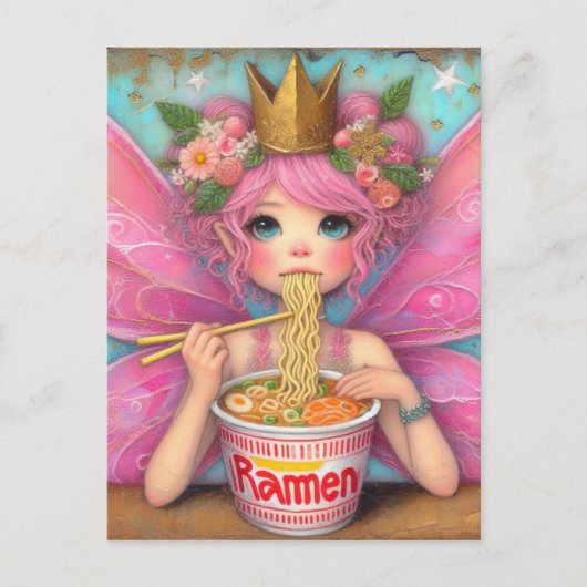 Schattigee Fairy Eating Ramen Briefkaart (Voorkant)