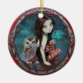 Schattigee Fairy en Uil Fantasy Art Keramisch Ornament (Voorkant)