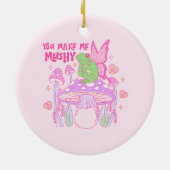 Schattigee Fairy Frog en Mushroom - You Make Me Mu Keramisch Ornament (Achterkant)
