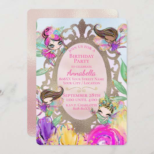 Schattigee Fairy Garden en feeën met Magic Mirror Kaart (Voorkant / Achterkant)