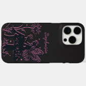 Schattigee Fairy Mushroom en Flower Black & Pink Case-Mate iPhone Case (Achterkant (horizontaal))