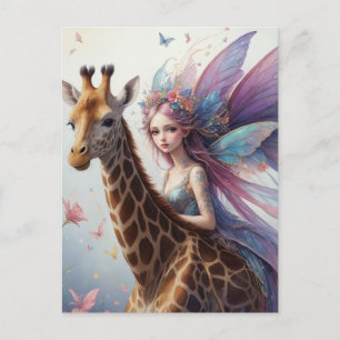 Schattigee Fairy rijdt een Giraffe Briefkaart