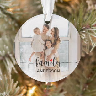 Schattigee Familie Liefde Zwart Script Custom Phot Ornament