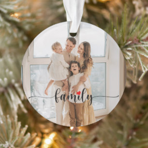 Schattigee Familie Liefde Zwart Script Custom Phot Ornament