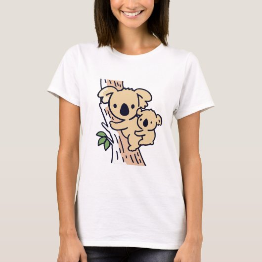 Schattigee familie Moeder Koala Beer met Baby T-shirt (Voorkant)