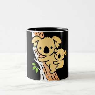 Schattigee familie Moeder Koala Beer met Baby Tweekleurige Koffiemok