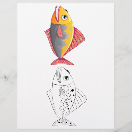 Schattigee fancy vis kleurplaat (Voorkant)