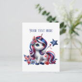 Schattigee fantasie eenhoorn bericht toevoegen 4 j feestdagenkaart (Staand voorkant)