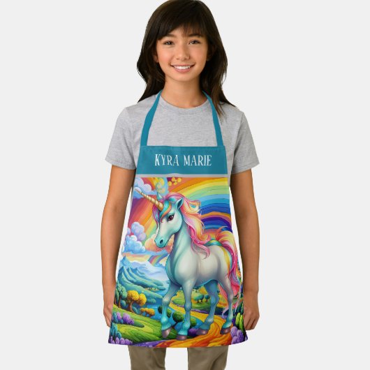 Schattigee fantasie eenhoorn naam toevoegen kind m schort (Insitu)