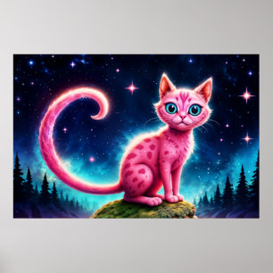 Schattigee fantasie roze dier in de nacht Starry V Poster