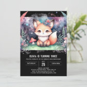 Schattigee Fantasy Fox Verjaardag Kaart (Staand voorkant)