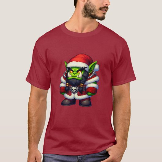 Schattigee Fantasy Kerstman Orc T-shirt (Voorkant)