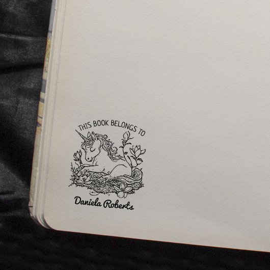 Schattigee Fantasy Unicorn Pony Bookplate Rubberstempel