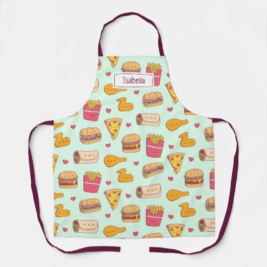 Schattigee Fast Food Doodles Patroonnaam Schort (Voorkant)