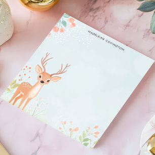 Schattigee Fawn Deer Woodland gepersonaliseerde na Notitieblok