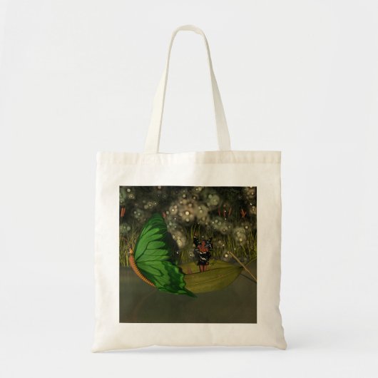Schattigee fee in boot met vuurvliegjes tote bag (Voorkant)